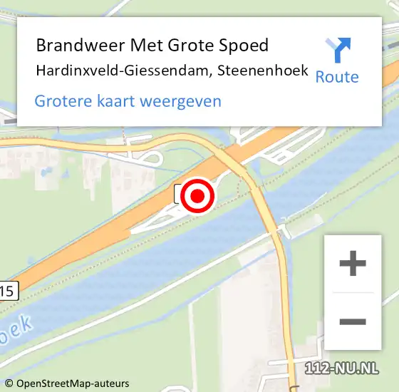 Locatie op kaart van de 112 melding: Brandweer Met Grote Spoed Naar Hardinxveld-Giessendam, Steenenhoek op 10 mei 2024 08:40