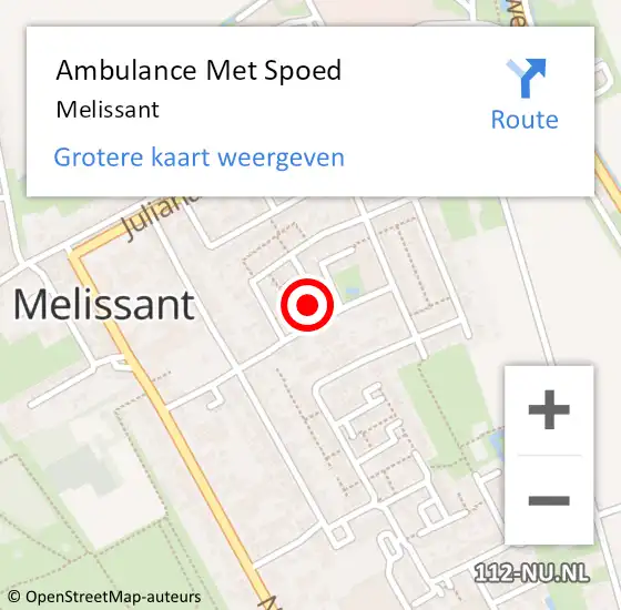 Locatie op kaart van de 112 melding: Ambulance Met Spoed Naar Melissant op 10 mei 2024 08:47