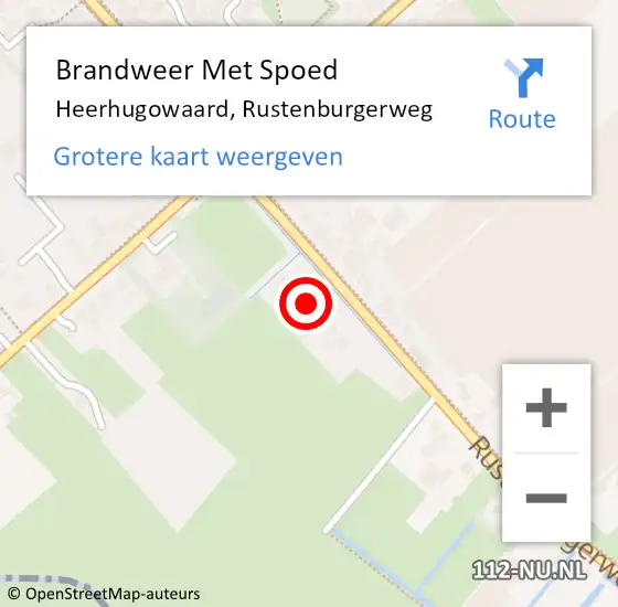 Locatie op kaart van de 112 melding: Brandweer Met Spoed Naar Heerhugowaard, Rustenburgerweg op 10 mei 2024 08:49