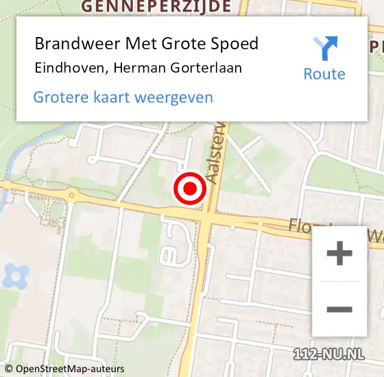 Locatie op kaart van de 112 melding: Brandweer Met Grote Spoed Naar Eindhoven, Herman Gorterlaan op 10 mei 2024 08:50