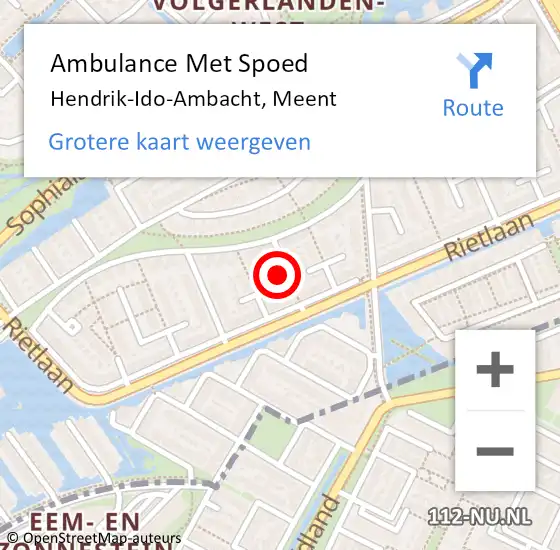 Locatie op kaart van de 112 melding: Ambulance Met Spoed Naar Hendrik-Ido-Ambacht, Meent op 10 mei 2024 09:38