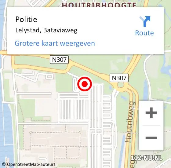 Locatie op kaart van de 112 melding: Politie Lelystad, Bataviaweg op 10 mei 2024 09:39