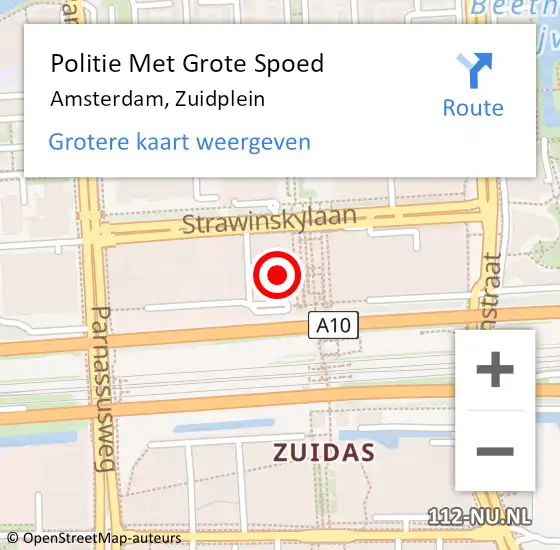 Locatie op kaart van de 112 melding: Politie Met Grote Spoed Naar Amsterdam, Zuidplein op 10 mei 2024 09:58