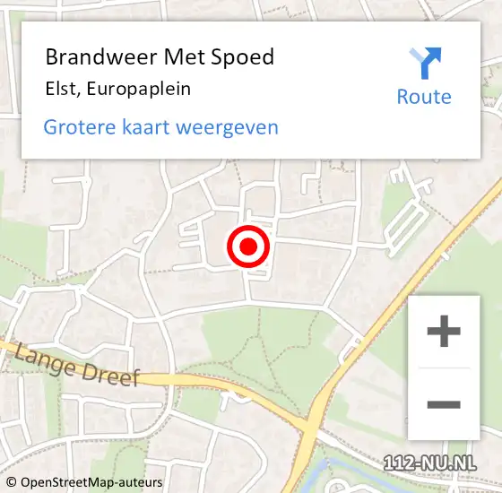 Locatie op kaart van de 112 melding: Brandweer Met Spoed Naar Elst, Europaplein op 10 mei 2024 10:00