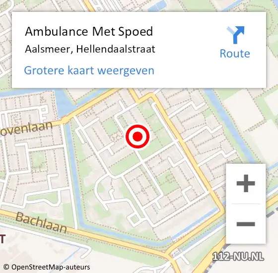 Locatie op kaart van de 112 melding: Ambulance Met Spoed Naar Aalsmeer, Hellendaalstraat op 10 mei 2024 10:32