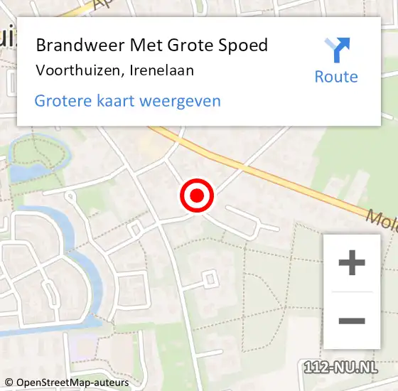 Locatie op kaart van de 112 melding: Brandweer Met Grote Spoed Naar Voorthuizen, Irenelaan op 10 mei 2024 10:47