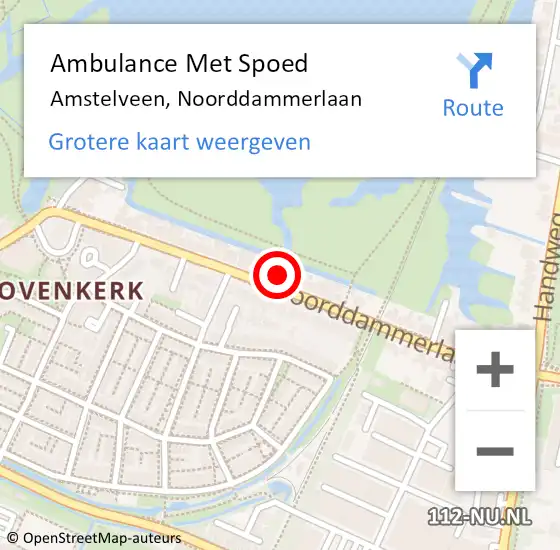 Locatie op kaart van de 112 melding: Ambulance Met Spoed Naar Amstelveen, Noorddammerlaan op 10 mei 2024 10:47