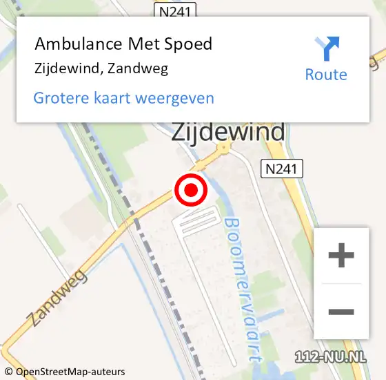 Locatie op kaart van de 112 melding: Ambulance Met Spoed Naar Zijdewind, Zandweg op 10 mei 2024 10:56
