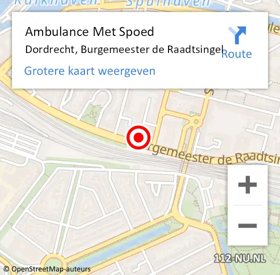 Locatie op kaart van de 112 melding: Ambulance Met Spoed Naar Dordrecht, Burgemeester de Raadtsingel op 10 mei 2024 11:02