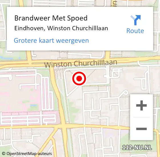 Locatie op kaart van de 112 melding: Brandweer Met Spoed Naar Eindhoven, Winston Churchilllaan op 10 mei 2024 11:12