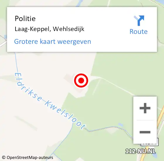 Locatie op kaart van de 112 melding: Politie Laag-Keppel, Wehlsedijk op 10 mei 2024 11:38