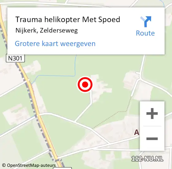 Locatie op kaart van de 112 melding: Trauma helikopter Met Spoed Naar Nijkerk, Zelderseweg op 10 mei 2024 11:42