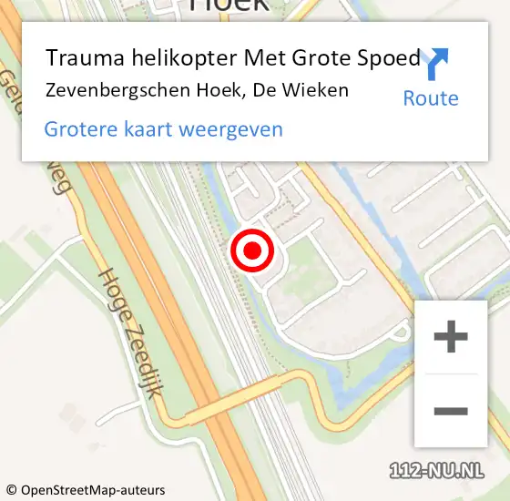Locatie op kaart van de 112 melding: Trauma helikopter Met Grote Spoed Naar Zevenbergschen Hoek, De Wieken op 10 mei 2024 11:48