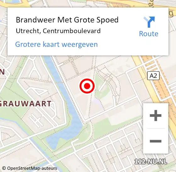 Locatie op kaart van de 112 melding: Brandweer Met Grote Spoed Naar Utrecht, Centrumboulevard op 10 mei 2024 11:51