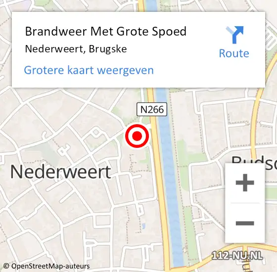 Locatie op kaart van de 112 melding: Brandweer Met Grote Spoed Naar Nederweert, Brugske op 10 mei 2024 11:52