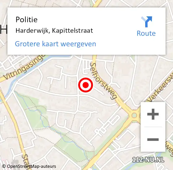 Locatie op kaart van de 112 melding: Politie Harderwijk, Kapittelstraat op 10 mei 2024 11:54