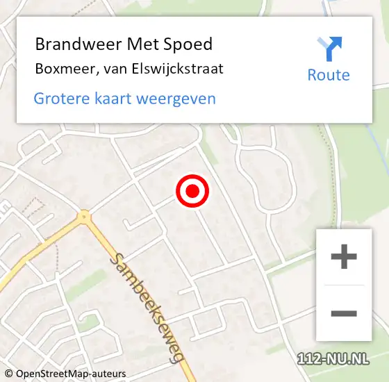 Locatie op kaart van de 112 melding: Brandweer Met Spoed Naar Boxmeer, van Elswijckstraat op 10 mei 2024 11:58