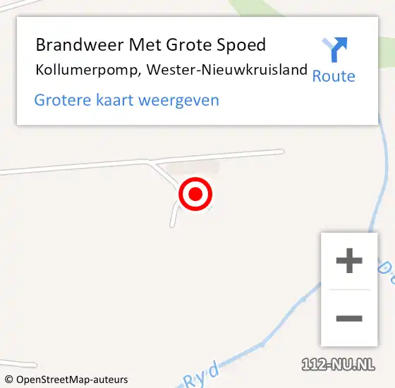 Locatie op kaart van de 112 melding: Brandweer Met Grote Spoed Naar Kollumerpomp, Wester-Nieuwkruisland op 10 mei 2024 12:01