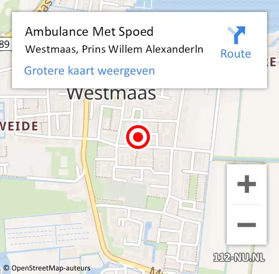 Locatie op kaart van de 112 melding: Ambulance Met Spoed Naar Westmaas, Prins Willem Alexanderln op 10 mei 2024 12:07