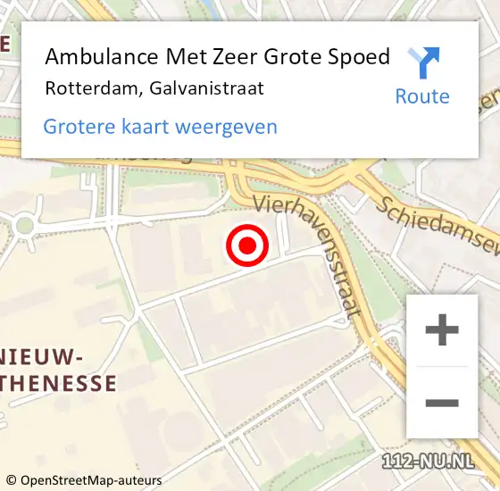 Locatie op kaart van de 112 melding: Ambulance Met Zeer Grote Spoed Naar Rotterdam, Galvanistraat op 10 mei 2024 12:13