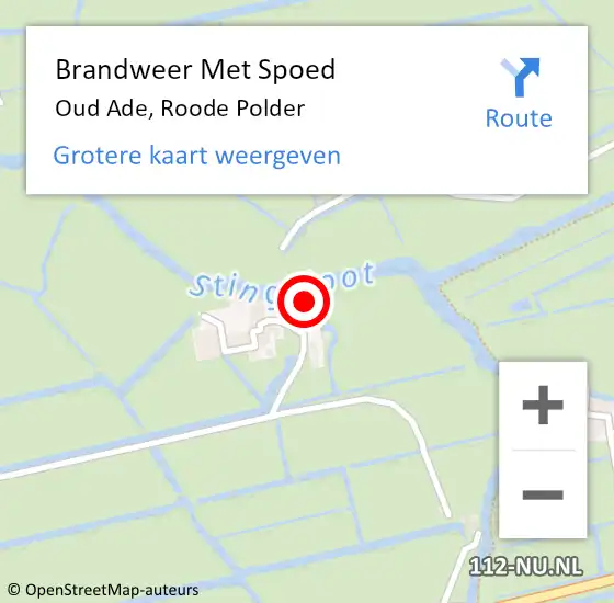 Locatie op kaart van de 112 melding: Brandweer Met Spoed Naar Oud Ade, Roode Polder op 10 mei 2024 12:19