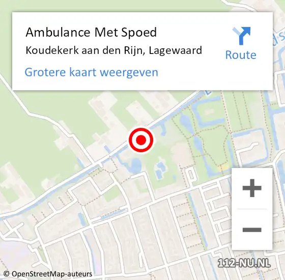 Locatie op kaart van de 112 melding: Ambulance Met Spoed Naar Koudekerk aan den Rijn, Lagewaard op 10 mei 2024 12:29