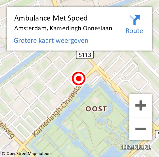 Locatie op kaart van de 112 melding: Ambulance Met Spoed Naar Amsterdam, Kamerlingh Onneslaan op 10 mei 2024 12:29