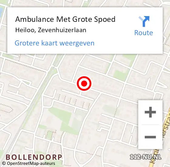 Locatie op kaart van de 112 melding: Ambulance Met Grote Spoed Naar Heiloo, Zevenhuizerlaan op 10 mei 2024 12:33