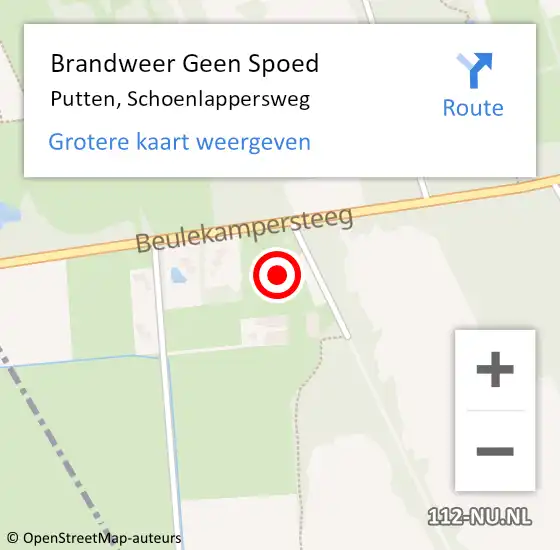 Locatie op kaart van de 112 melding: Brandweer Geen Spoed Naar Putten, Schoenlappersweg op 10 mei 2024 12:34