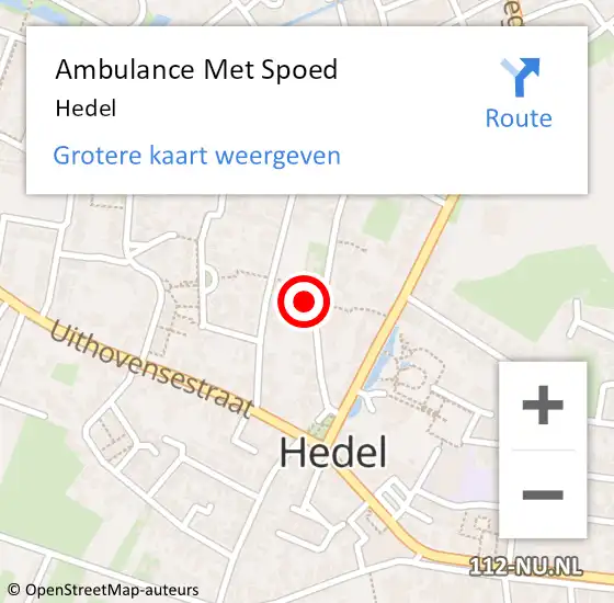 Locatie op kaart van de 112 melding: Ambulance Met Spoed Naar Hedel op 10 mei 2024 12:43