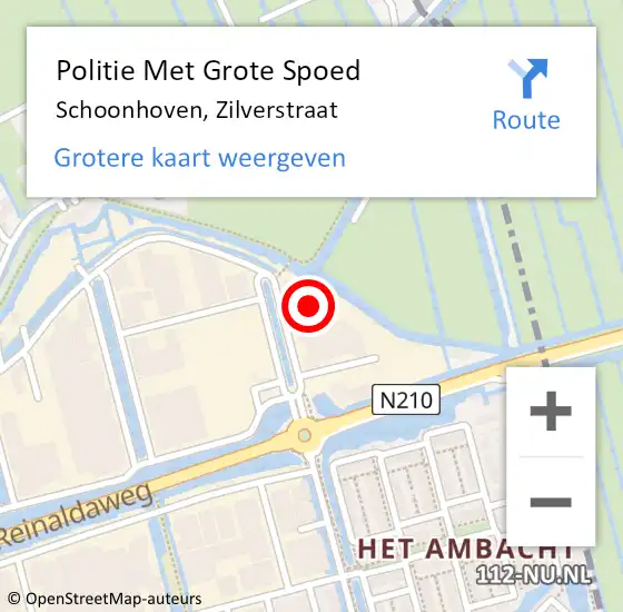 Locatie op kaart van de 112 melding: Politie Met Grote Spoed Naar Schoonhoven, Zilverstraat op 10 mei 2024 12:49
