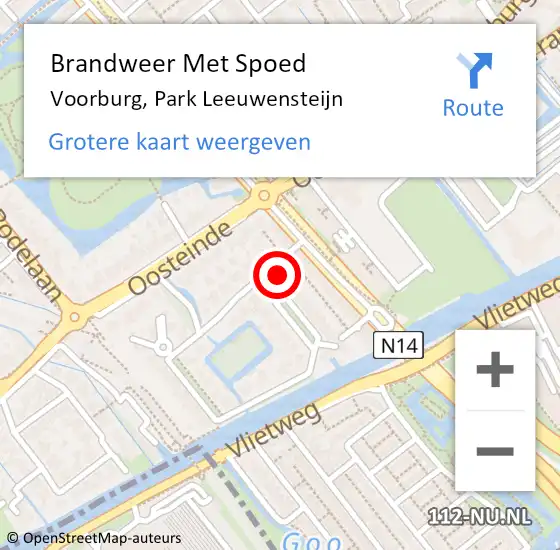 Locatie op kaart van de 112 melding: Brandweer Met Spoed Naar Voorburg, Park Leeuwensteijn op 10 mei 2024 12:51