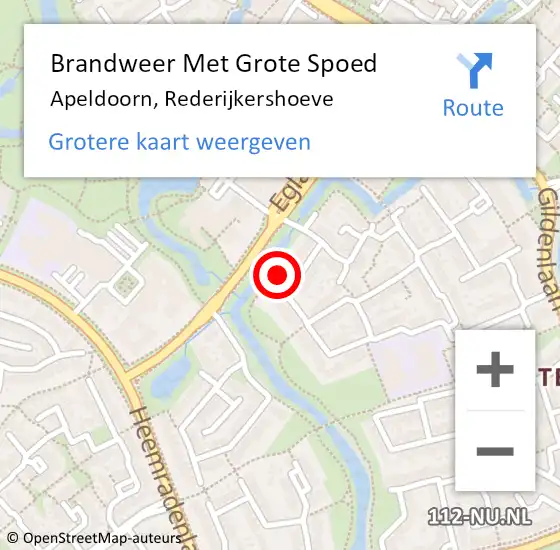 Locatie op kaart van de 112 melding: Brandweer Met Grote Spoed Naar Apeldoorn, Rederijkershoeve op 10 mei 2024 12:57