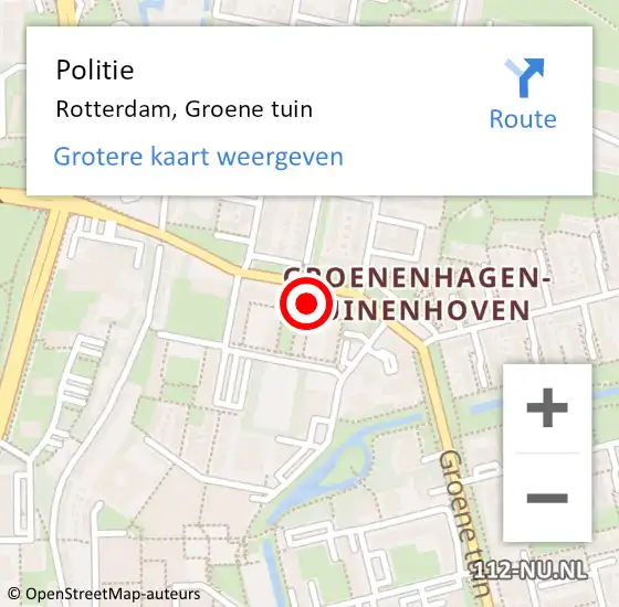 Locatie op kaart van de 112 melding: Politie Rotterdam, Groene tuin op 10 mei 2024 12:58