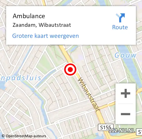 Locatie op kaart van de 112 melding: Ambulance Zaandam, Wibautstraat op 10 mei 2024 12:58