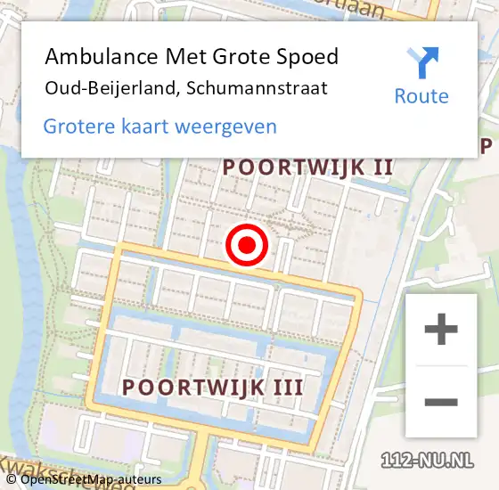 Locatie op kaart van de 112 melding: Ambulance Met Grote Spoed Naar Oud-Beijerland, Schumannstraat op 10 mei 2024 13:06