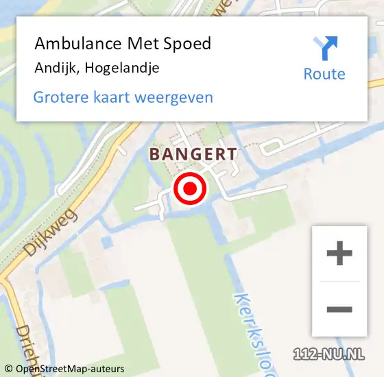 Locatie op kaart van de 112 melding: Ambulance Met Spoed Naar Andijk, Hogelandje op 10 mei 2024 13:13