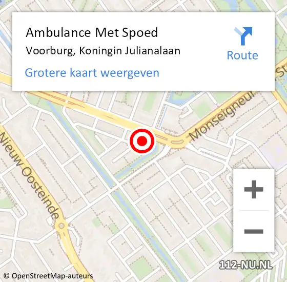 Locatie op kaart van de 112 melding: Ambulance Met Spoed Naar Voorburg, Koningin Julianalaan op 10 mei 2024 13:20
