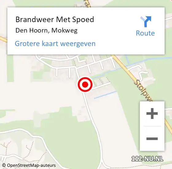 Locatie op kaart van de 112 melding: Brandweer Met Spoed Naar Den Hoorn, Mokweg op 10 mei 2024 13:27