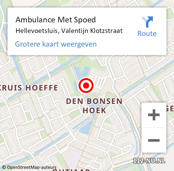 Locatie op kaart van de 112 melding: Ambulance Met Spoed Naar Hellevoetsluis, Valentijn Klotzstraat op 10 mei 2024 13:40