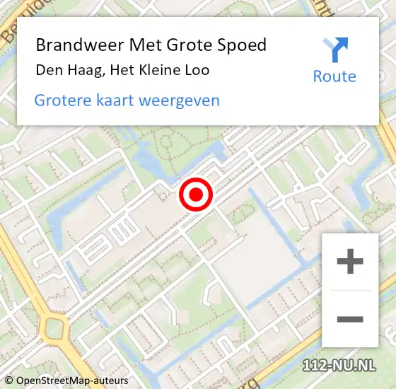 Locatie op kaart van de 112 melding: Brandweer Met Grote Spoed Naar Den Haag, Het Kleine Loo op 10 mei 2024 13:40