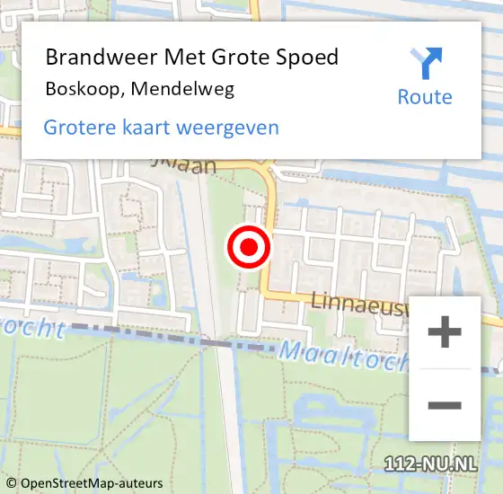 Locatie op kaart van de 112 melding: Brandweer Met Grote Spoed Naar Boskoop, Mendelweg op 10 mei 2024 13:42