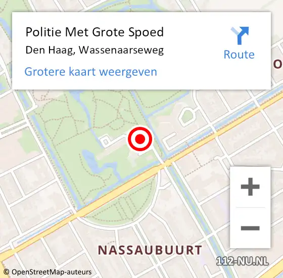 Locatie op kaart van de 112 melding: Politie Met Grote Spoed Naar Den Haag, Wassenaarseweg op 10 mei 2024 13:42