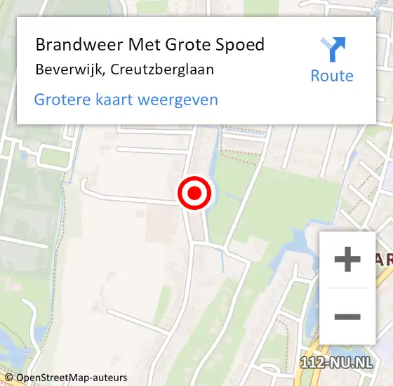 Locatie op kaart van de 112 melding: Brandweer Met Grote Spoed Naar Beverwijk, Creutzberglaan op 10 mei 2024 13:46