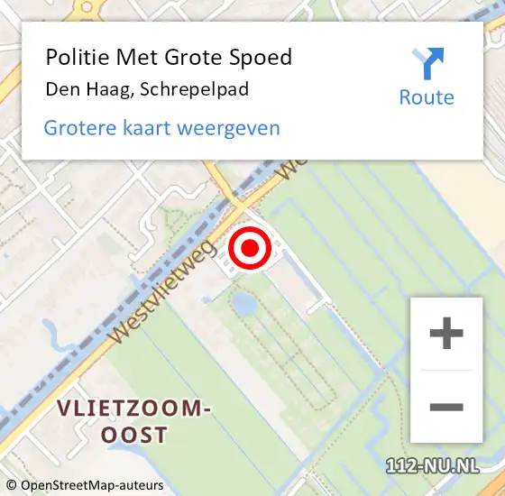 Locatie op kaart van de 112 melding: Politie Met Grote Spoed Naar Den Haag, Schrepelpad op 10 mei 2024 13:54