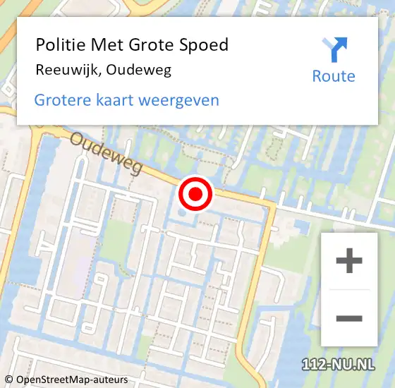 Locatie op kaart van de 112 melding: Politie Met Grote Spoed Naar Reeuwijk, Oudeweg op 10 mei 2024 13:58