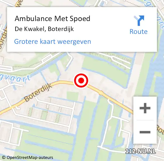 Locatie op kaart van de 112 melding: Ambulance Met Spoed Naar De Kwakel, Boterdijk op 10 mei 2024 14:11