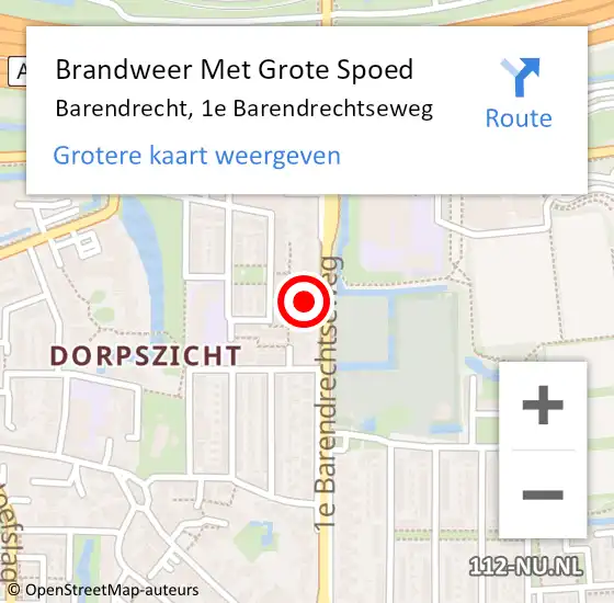 Locatie op kaart van de 112 melding: Brandweer Met Grote Spoed Naar Barendrecht, 1e Barendrechtseweg op 10 mei 2024 14:11