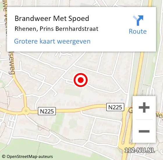 Locatie op kaart van de 112 melding: Brandweer Met Spoed Naar Rhenen, Prins Bernhardstraat op 10 mei 2024 14:15