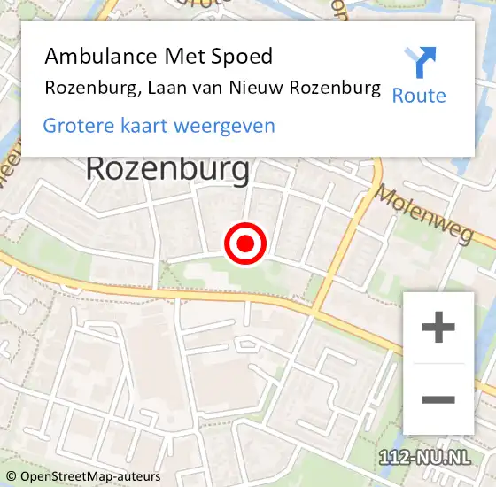 Locatie op kaart van de 112 melding: Ambulance Met Spoed Naar Rozenburg, Laan van Nieuw Rozenburg op 10 mei 2024 14:18